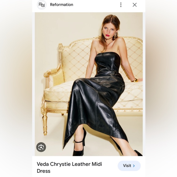 Reformation black leather strapless dress in size 8 - Picture 1 of 6